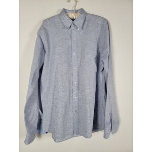 J. Mclaughlin Mens Blue Striped Long-Sleeve Button-Down Shirt Large Modern Fit